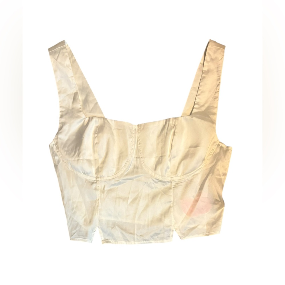 Cider Silk Blend Cream Crop Top Side Zip Size Large NWT